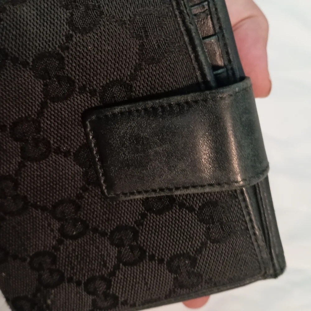 GUCCI W Hook Wallet GG Canvas Canvas x Leather Authentic